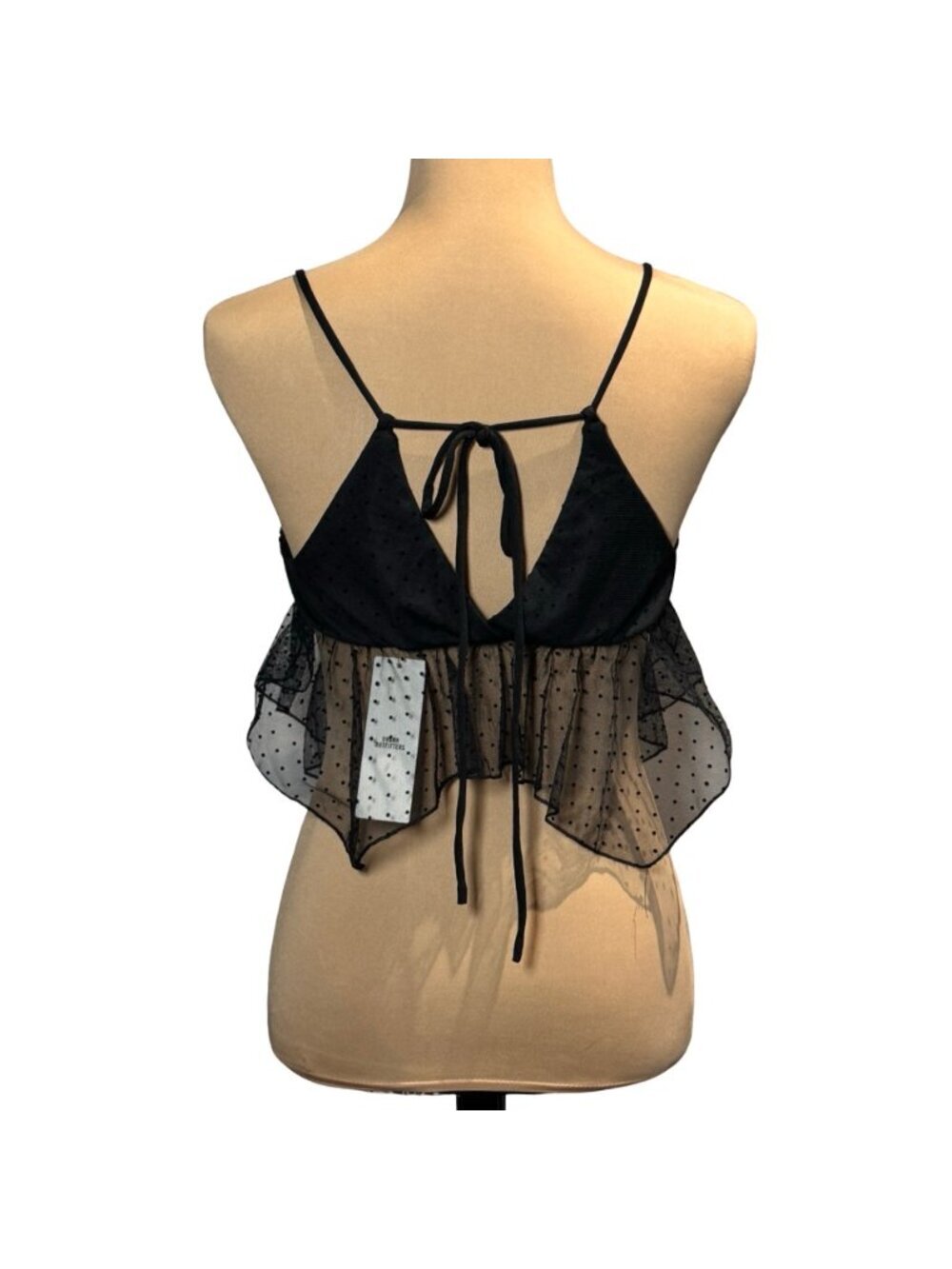 NEW Kimchi Blue Black Lace Asymmetric Babydoll Crop Top Sz S 3D Flower Ethereal - Picture 5 of 15